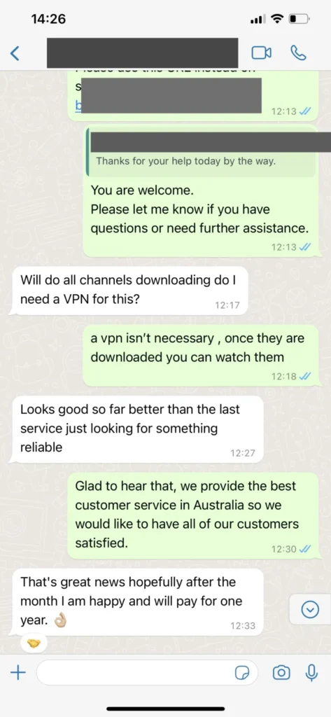 IPTV Geeks setup chat example